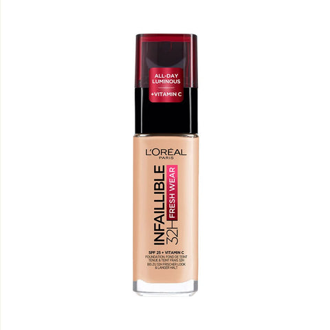 L'OrÃ©al Paris Make-Up, Waterproof and Long-Lasting, Liquid Foundation with SPF 25, Infaillible 32H Fresh Wear Make-Up, No. 180 Rose Sand, 30 ml