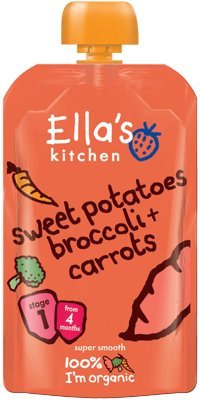 Ellas Kitchen - Stage 1 Baby Food - Sweet Potatoes Broccoli & Carrots - 120g (Pack of 6)
