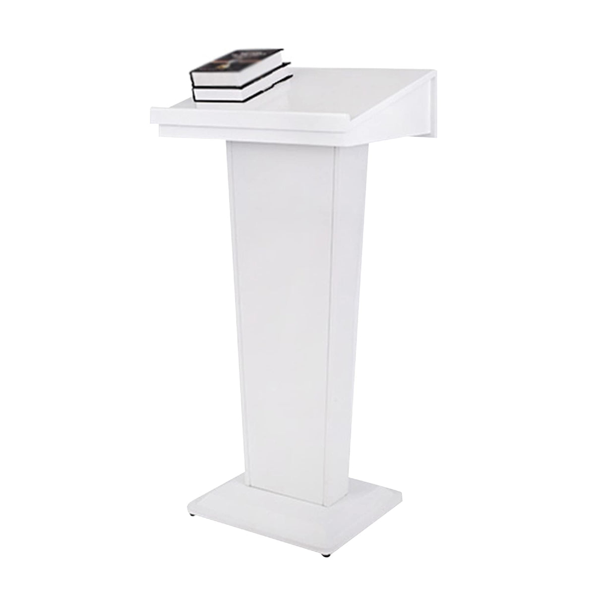 Podium,Tilt Design Standing Desk Host Stage Speaking Reading Table, for Classroom Conference and Auditorium/White/58x48x120cm