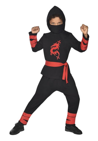 amscan 9910929 - Kids Black Ninja Warrior World Book Day Fancy Dress Costume with Mask Age: 12-14 Yrs