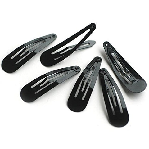 Just Basic Black Metal Hair Snap Clips, Set of 12