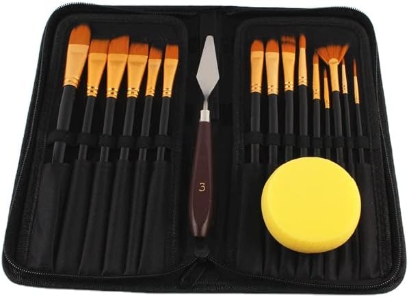 INFINITY Artist Paint Brush Set with Zipper Carry Case Black