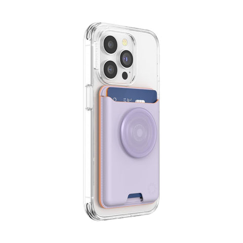 PopSockets Softgoods Phone Wallet with Expanding Grip and Adapter Ring for MagSafe, Phone Card Holder, Wireless Charging Compatible, Wallet Compatible with MagSafeÃ‚Â® - Lavender