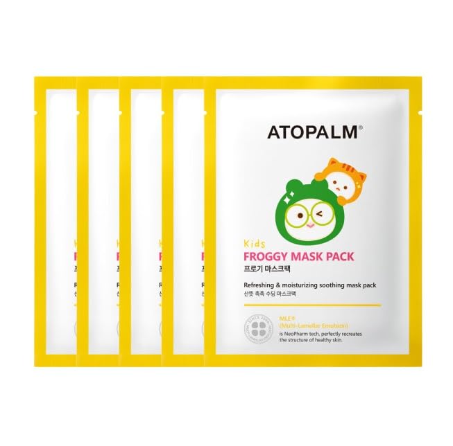 ATOPALM KIDS FROGGY MASK PACK 1 BOX (5 Sheets), Revitalizing Moisturizing MLE Mask Pack, Korea