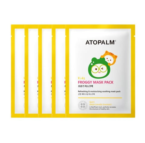 ATOPALM KIDS FROGGY MASK PACK 1 BOX (5 Sheets), Revitalizing Moisturizing MLE Mask Pack, Korea