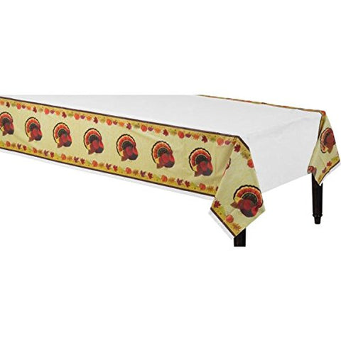 Amscan Turkey Holiday Thanksgiving Table Cover Party Tableware, Multicolor, 54" x 102"