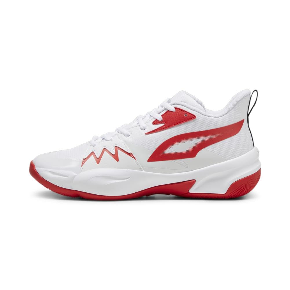 PUMA Mens Genetics Basketball Shoe, PUMA Mens White-for All Time Red, 15