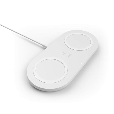 Belkin Dual Wireless Charger (Dual Wireless Charging Pad 10 W for iPhone 12, 12 Pro, 12 Pro Max, 12 mini, 11, 11 Pro, 11 Pro Max, Galaxy S20, S20+, S20 Ultra, Pixel 4, 4XL, AirPods and more), White