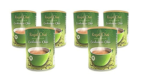 Royal Chai Elaichi Unsweetened Tub 400g (Pack of 6) - Premium Instant Tea - Cardamom Tea - Natural - Instant Cardamom Indian Tea