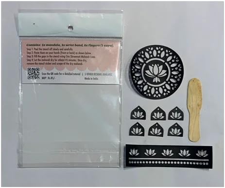 Generic Mehendi Stencil Sticker - Lotus Design (D1)