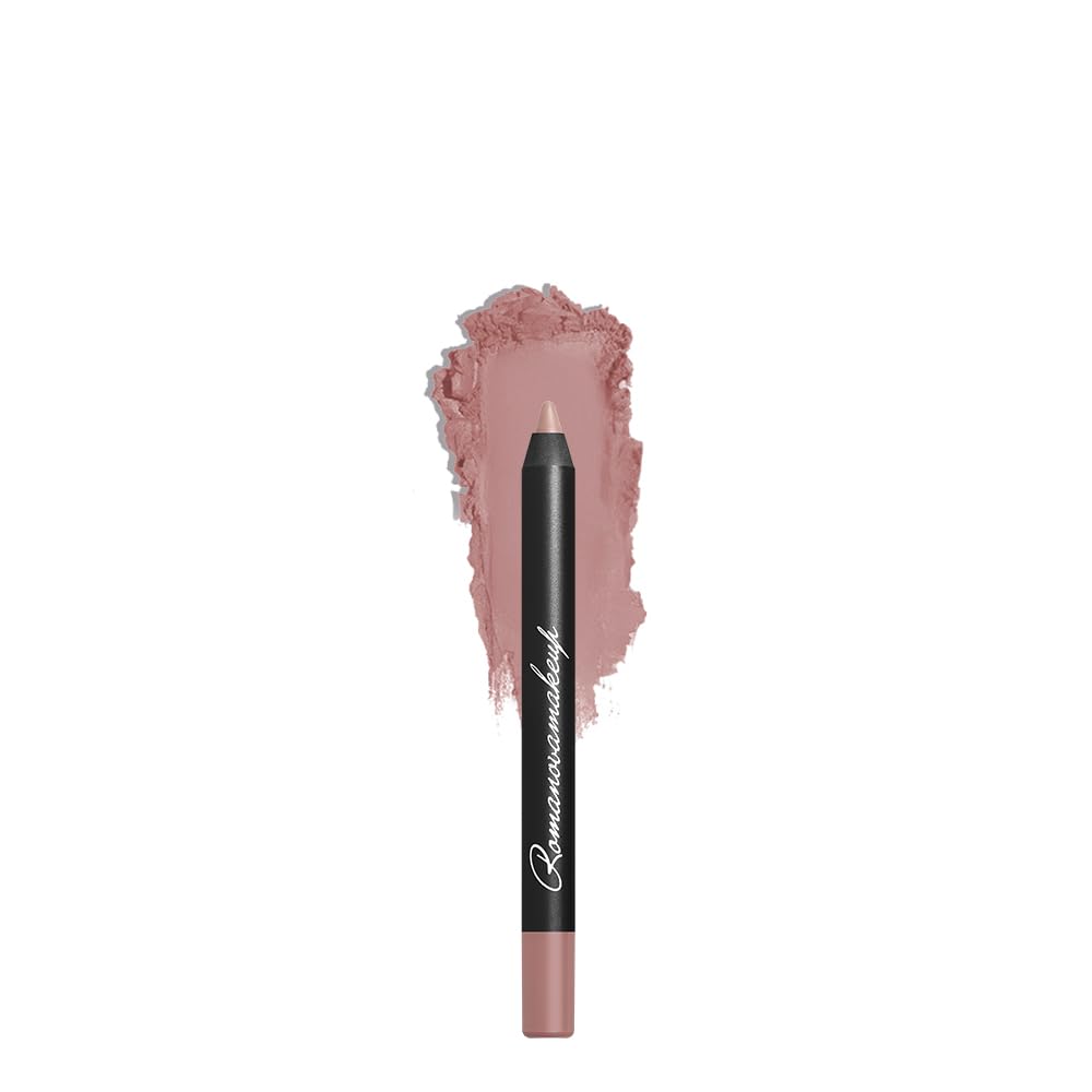 Romanovamakeup Sexy Contour Lip Liner FIRST DATE mini NUDE PINK SHADE to Pair with Vintage Rose Lipstick. Smooth, Long Lasting Lip Pencil to Create Natural-looking, Visually Full Cool Toned Lips.