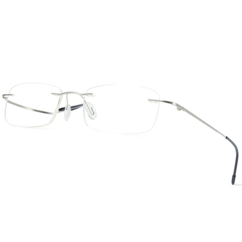 Lanomi Rimless Reading Glasses Blue Light Blocking Ultralight Metal Men Rectangular Reader Aid Anti Blue Eyeglasses Silver 2.0