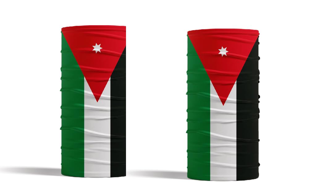 ZENRUIMING 2 pack Middle Eastern Arab flag Neck Gaiter, Balaclava Face Mask, multifunctional outdoor cycling sports headscarf (Jordan, One size, Jordan)