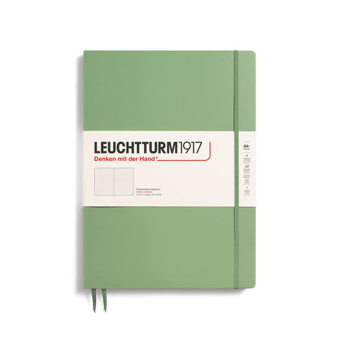 LEUCHTTURM1917 - Master Slim A4+ - Dotted Hardcover Notebook (Sage) - 123 Numbered Pages