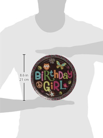 Amscan Hippie Chick Birthday Party Lunch Paper Plates Disposable Tableware (8 Pack), 9", Multicolor