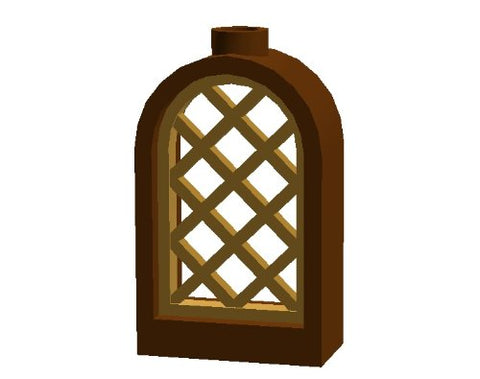 Lego Reddish Brown Window w/ Pearl Gold Latice, Bulk x25 Per Package