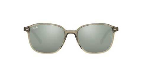 Ray-Ban RB2193F Leonard Low Bridge Fit Square Sunglasses, Transparent Green/Grey Mirror, 55 mm