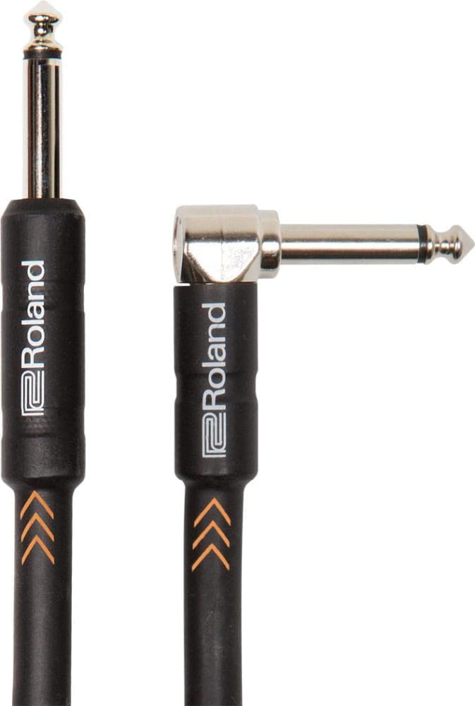 Roland Black Series 15ft / 4.5m Instrument Cable,Angled/Straight 1/4" jack - RIC-B15A