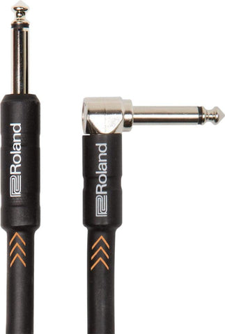 Roland Black Series 15ft / 4.5m Instrument Cable,Angled/Straight 1/4" jack - RIC-B15A