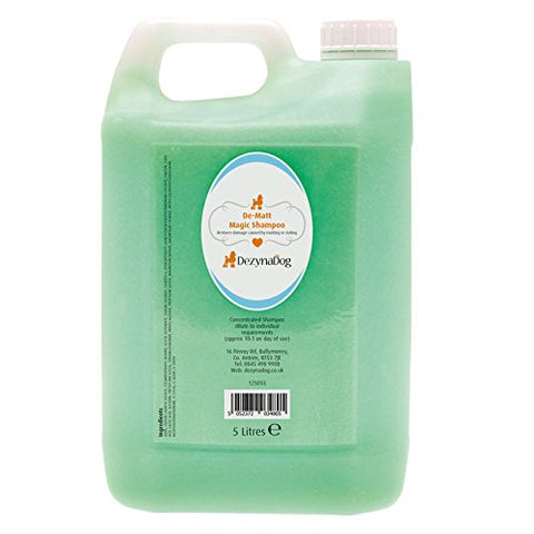 DezynaDog Magic Formula De-Matt Magic Dog Shampoo - Dematting and Detangling Shampoo for Dogs - Prevents Coat Damage & Reduces the Chance of Future Tangles - Remove Matts Like Magic, 5 Litre