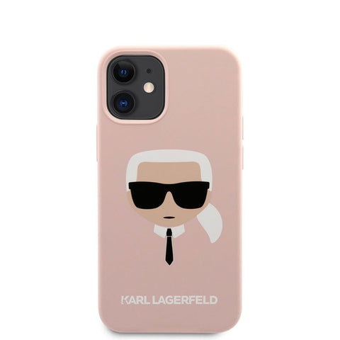 KARL LAGERFELD KLHCP12SSLKHLP Silicone Karl's Head Case for iPhone 12 Mini 5.4 Inches Light Pink