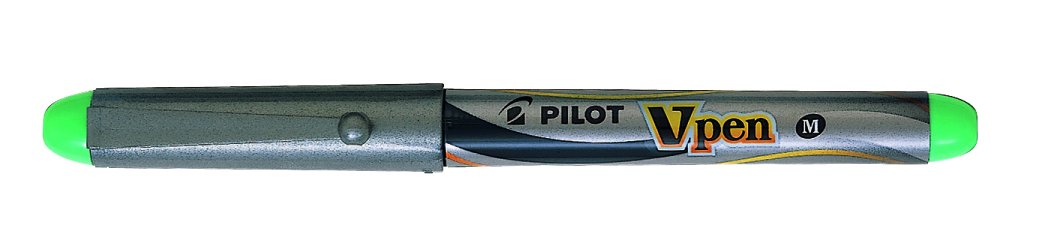 Pilot VPen Disposable Fountain Pen Silver Barrel 0.58 mm Tip - Green, Single Pen