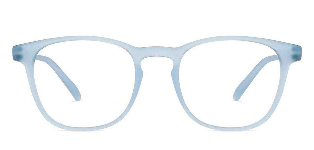 Lenskart Hustlr - As Seen On Shark Tank | Peyush Bansal Glasses | Zero Power Bluecut & Antiglare Computer Eyeglasses | Blue Sky Full Rim Square | For Men & Women | Medium | LB E14058