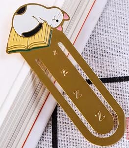 Black Cute Metal Bookmark, Cat Bookmark Reading Japanese Paper Clip Animals Kittens Book Mark Student Gift Bookmarks Office and School Supplies
