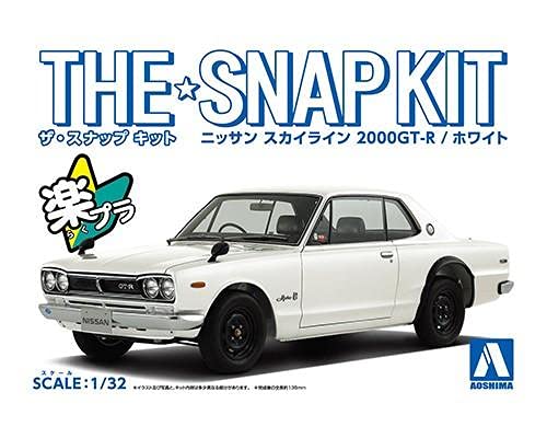 Aoshima Bunka Kyozai 09-B The Snap Kit Series Skyline 2000GT-R White Color Coded Plastic Model