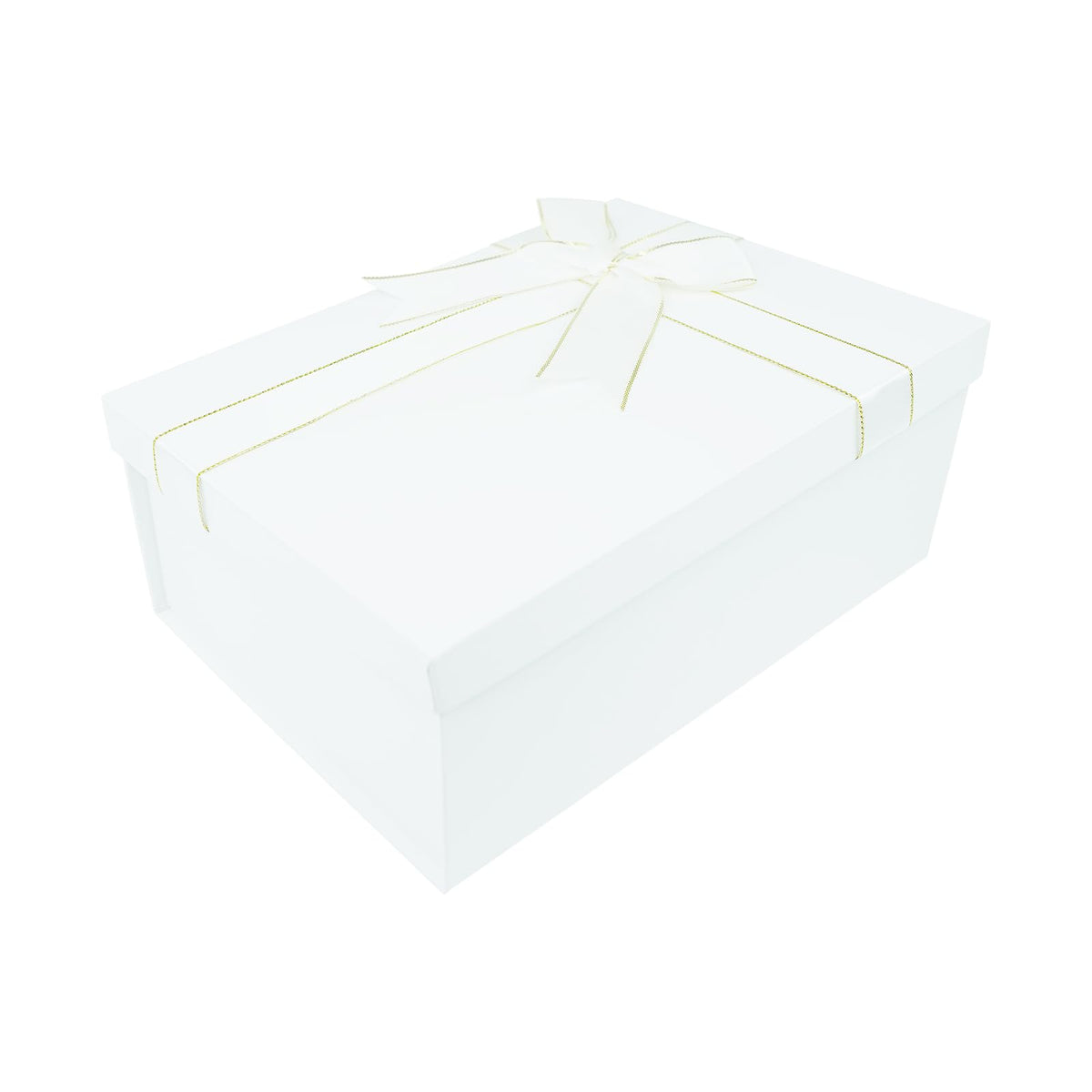 White Gift Boxes with Lids and Fixed Ribbon Bow Tie, 225x160x85 mm Small Gift Boxes for Presents, Luxury Sturdy Foldable Cardboard Box with Lids (Pack of 1)