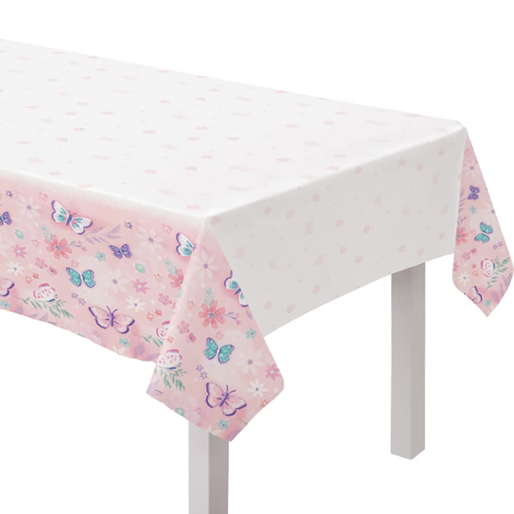 Butterflies Flutter Plastic Table Cover - 54" x 96" (1 Piece) - Easy Clean-Up & Elegant Decor for Parties & Events, Vibrant Design