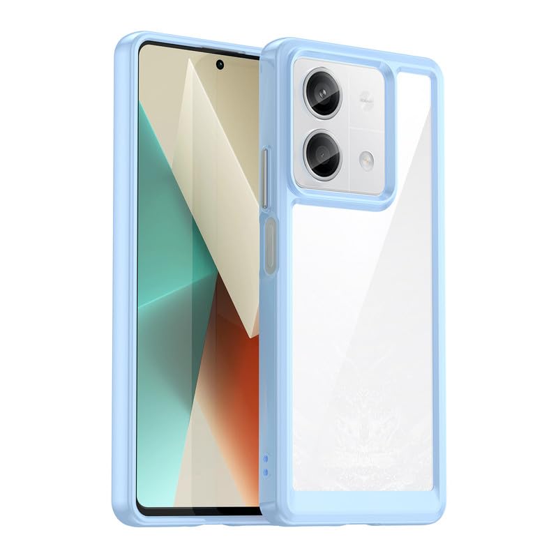 Nikaque For Redmi Note 13 Case, Flexible TPU Bumper & Transparent Back, Air Cushion Drop Protection, Slim Fit, Anti-Fingerprint, Full Protection Phone Case Cover for Xiaomi Redmi Note 13, Blue