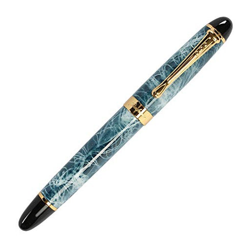 Jinhao X450 Blue Marble Fountain Pen, Medium Nib Gold Trim 16 Styles
