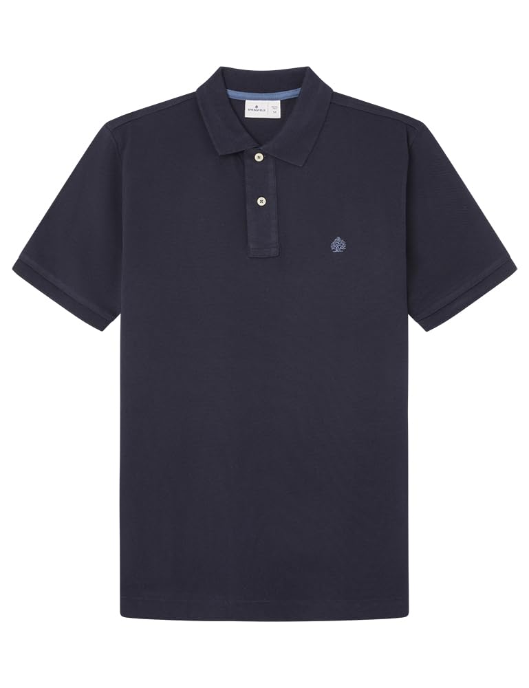 SPRINGFIELD Men's Basic piquÃ© Polo Shirt, Navy, XS