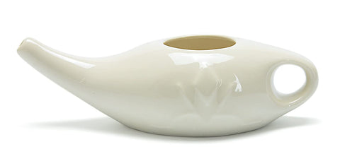 Ceramic Neti Pot for Nasal Sinus Cleansing Wash Irrigation Relief - Microwave and Dishwasher Safe - Petite