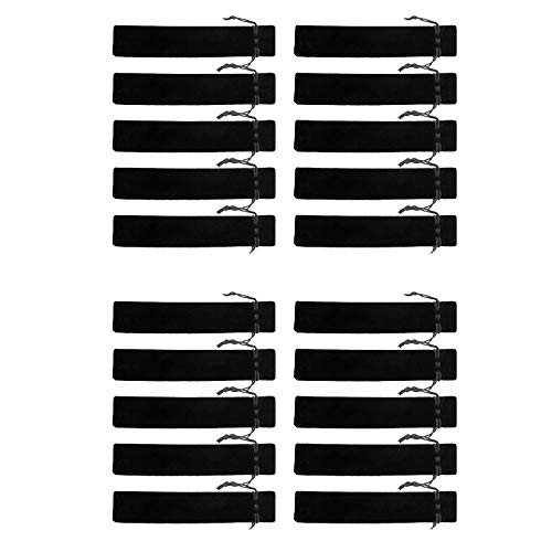 BE-TOOL Drawstring Pen Pouch, 20pcs Velvet Pen Pouch Square Black Not Easy Dirty Pouch for Pen,Pencil,Ballpoint