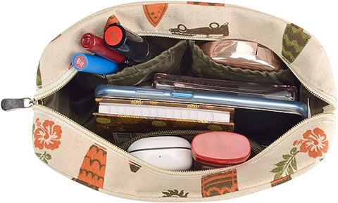 earthsave Cotton Premium Sling Bag|Canvas Sling Bag for Women with Adjustable strap | Waterproof Lining. (Off White, Orange & Olive green)