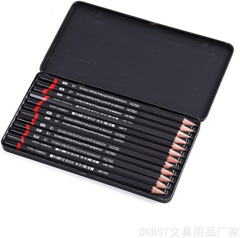 Kid's & Artist's Easy Grip Triangle Sketching Pencils Set for Sketch Art, Drawing, Shading (12)
