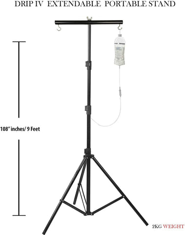 GIFTMAX Hospital IV Drip Glucose Saline Stand for Multipurpose Adjustable drip Stand with Carry Bag IV Drip Stand for Home, Clinic, Hospital