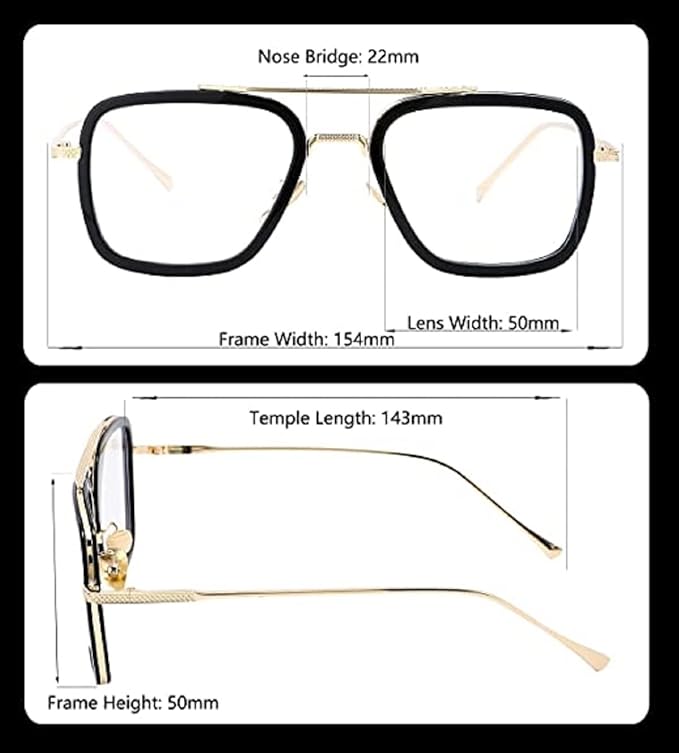 ARICKS Tony Stark Style Blue Light Blocking Glasses for Men Women, Iron Man and Spider-Man Computer Gaming Glasses by Computer/Tablet/Laptop/Mobile, Gold-Clear, M