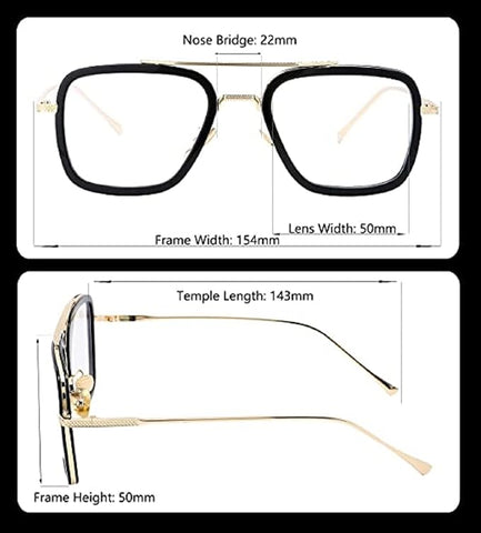 ARICKS Tony Stark Style Blue Light Blocking Glasses for Men Women, Iron Man and Spider-Man Computer Gaming Glasses by Computer/Tablet/Laptop/Mobile, Gold-Clear, M