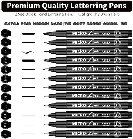 INFINITYPrecision Micro-Line Pens, Black Fineliner Ink Pens, Waterproof Archival Ink Drawing Pens, for Artist Illustration, Sketching, Technical Drawing,Scrapbooking(Black)