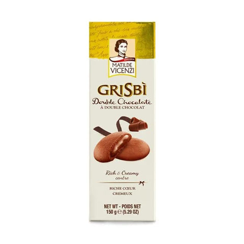 Vicenzi: "Grisbi Chocolate" Italian Shortcrust Biscuits filled with Chocolate Cream 5.3 Ounces (150g) Package (Pack of 6) [ Italian Import ]