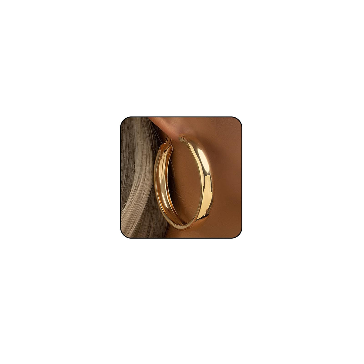Large Gold Hoop Earrings for Women Lightweight Chunky Gold Hoops Earrings 14k Gold Big Earrings for Women Thick Hoops Earrings Jewelry (Gold Hoop-2)