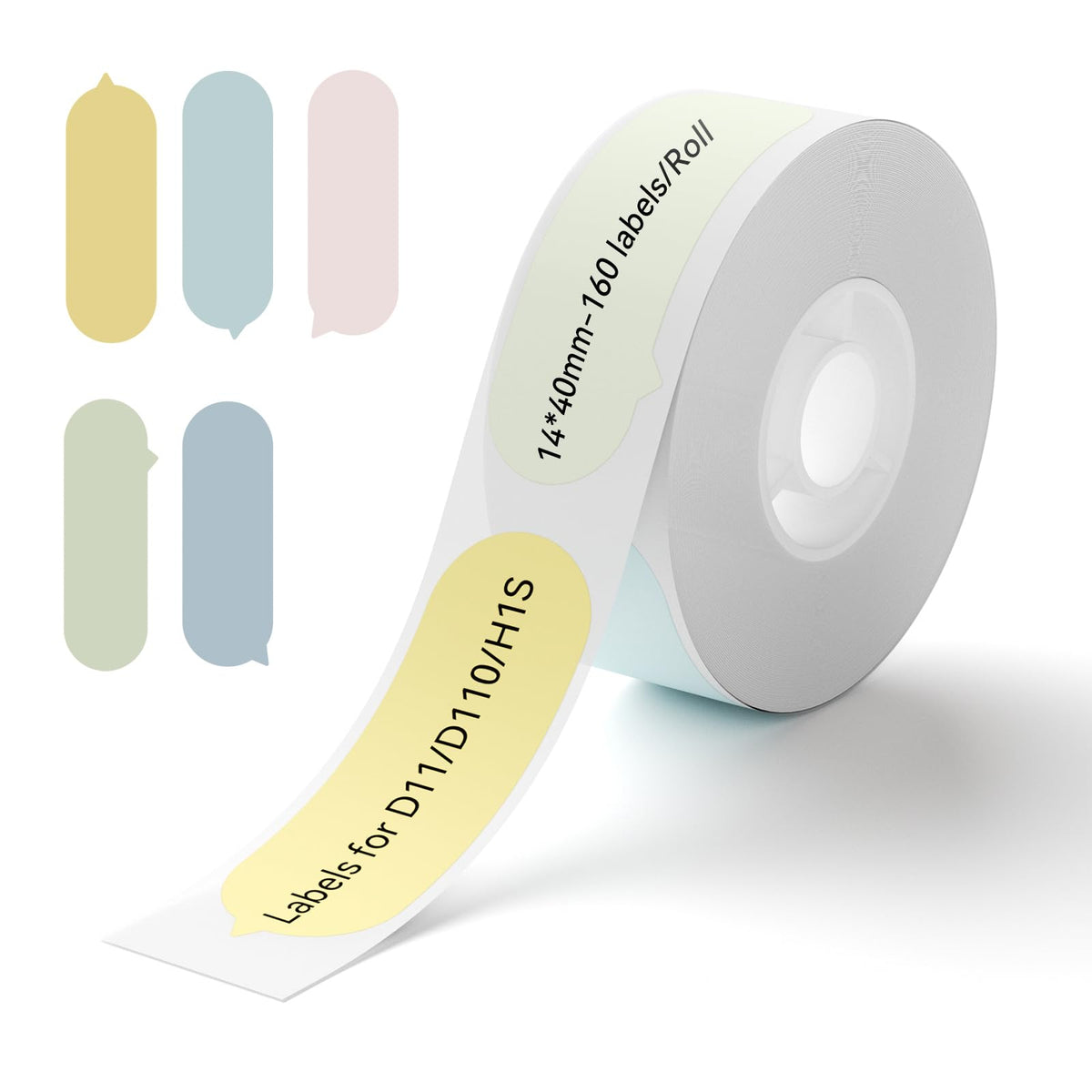 NIIMBOT Label Tape, Thermal Paper Self-Adhesive Label Tape,Compatible with D11/D110/D101/H1S Label Maker,Tape Replacement 14 x 40 mm (0.55 x 1.57 Inch) 160 Tapes/Roll,Color