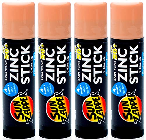 Sun Zapper Zinc Oxide Sunscreen Stick SPF 50+ (4 Pack) 0.42 oz stick - Skin Tone