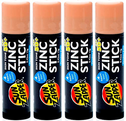 Sun Zapper Zinc Oxide Sunscreen Stick SPF 50+ (4 Pack) 0.42 oz stick - Skin Tone