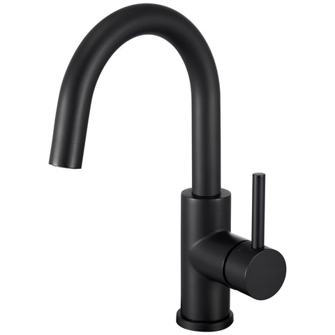 CREA Kitchen Mixer Tap, Single Handle Sink Mixer Tap, Basin Taps with 360° Swivel Spout, Mixer Tap for Small Kitchen or Bathroom, Bar Sink Tap with UK Standard Fittings, Matte Black