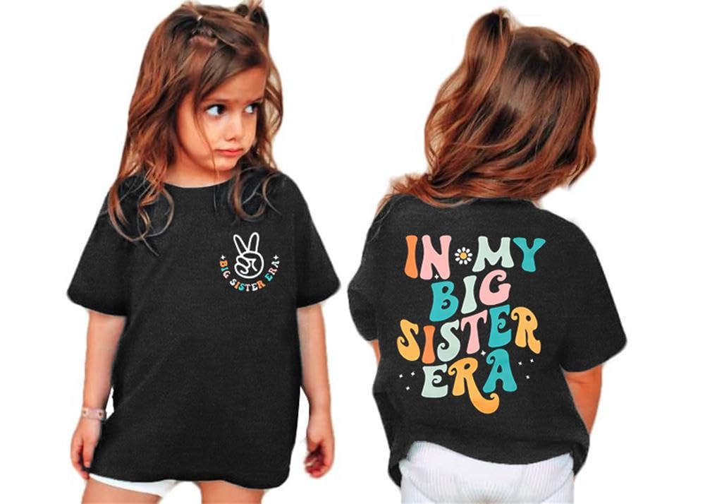 Big Sister Shirt Toddler in My Big Sister Era Tees Shirt Concert Letter Print T Shirt Retro Girls Short Sleeve Tops