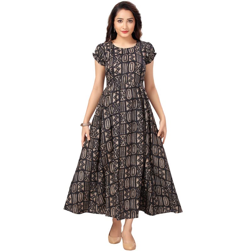 CEE 18 Women's Cotton Rayon A-Line Maternity Feeding Kurti with Zippers (10005), Hearty Blue, S